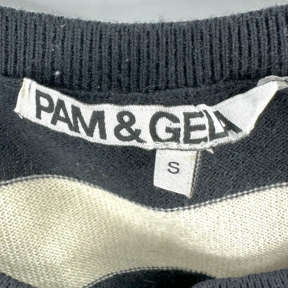 Pam & Gela Sweater Womens Small Wool Cotton Side Zip Nautical Preppy Stretch